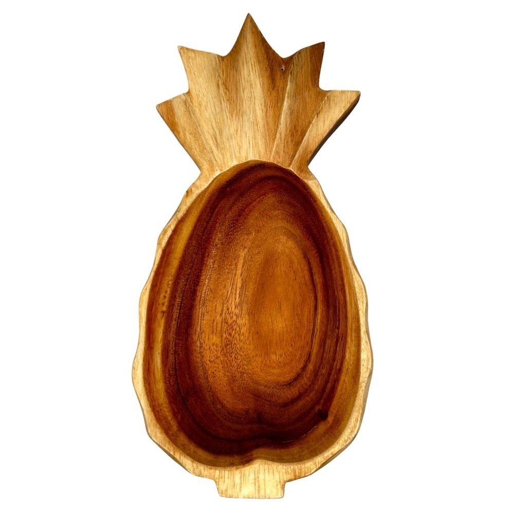 Hand Carved Wooden Pineapple Dish Bowl